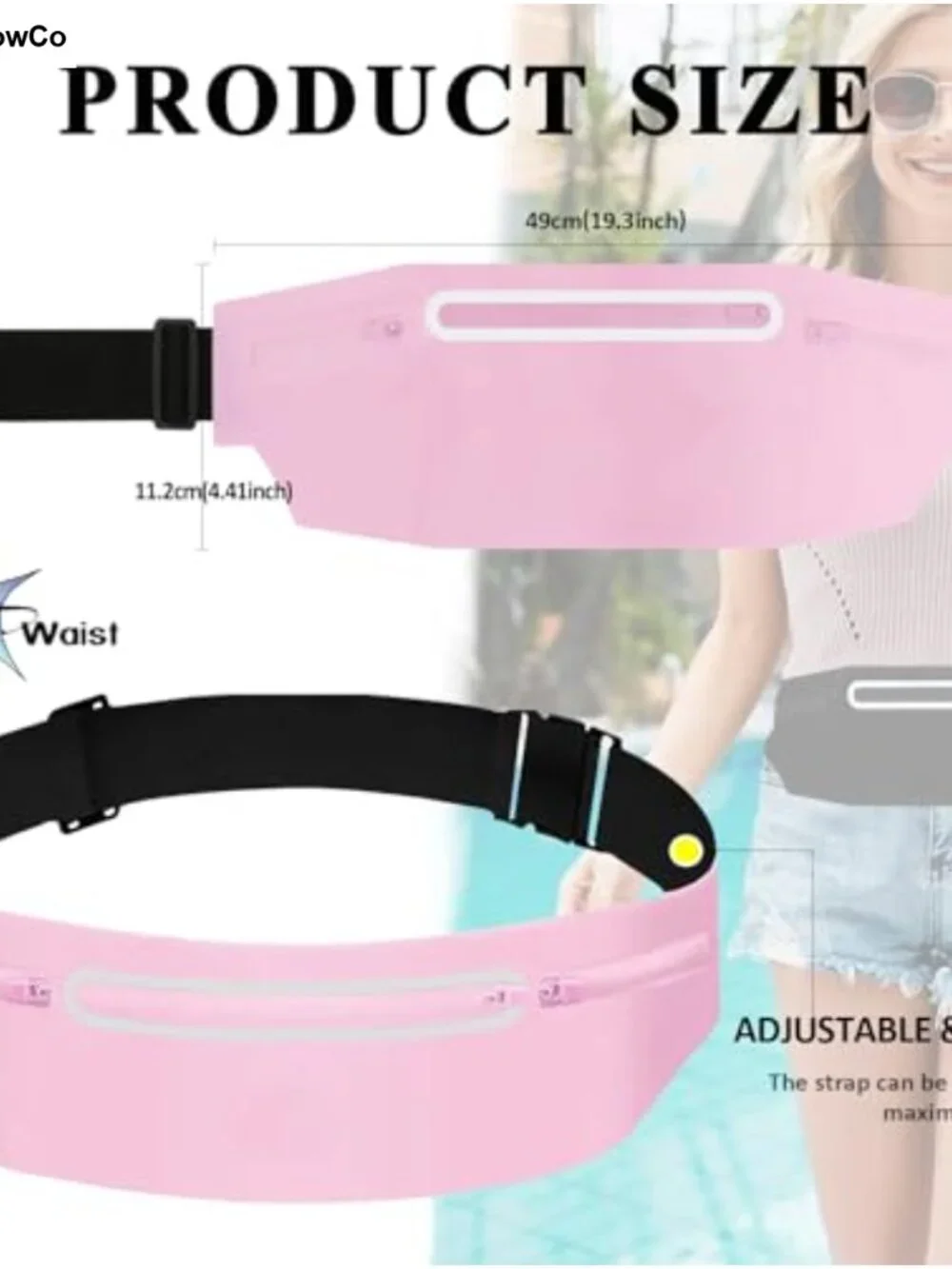 Waterproof Fanny Pack with 3 Zippered Pockets, Adjustable Running Belt Waist